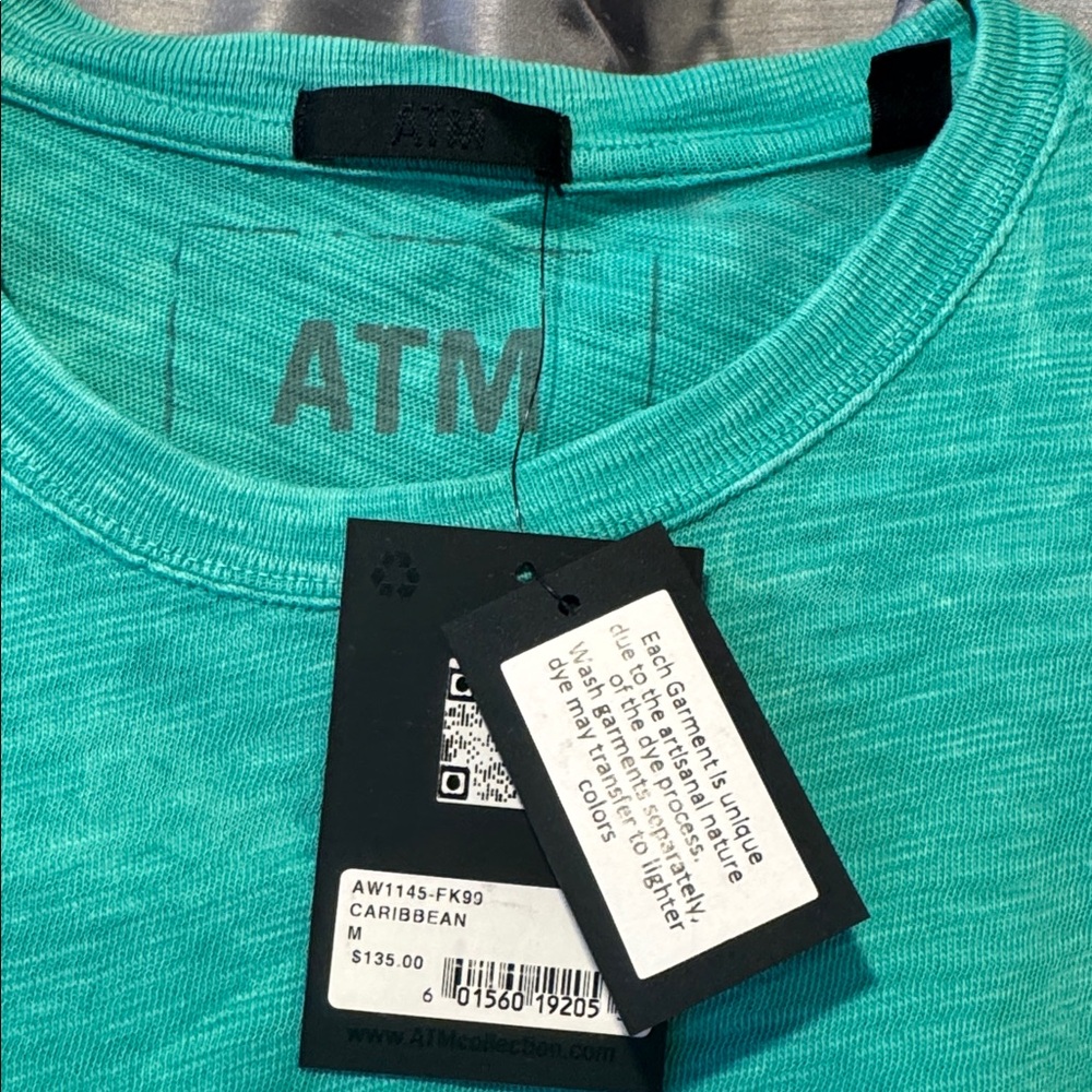 ATM Anthony Thomas Melillo Teal Slub Jersey Schoolboy Tee NWT Medium - Picture 2 of 3